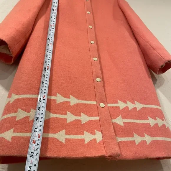 ~Anthropologie Med Wool Coat Lauren Moffatt "Eastward" Coral Peach Women's M - Picture 6 of 15